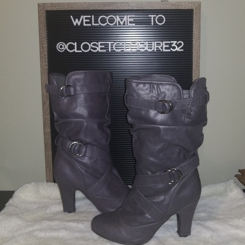 Women's Gray Slouched Boots